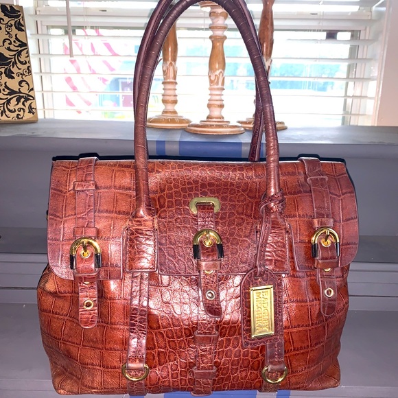 Badgley Mischka Croc Embossed Satchel - Picture 1 of 12